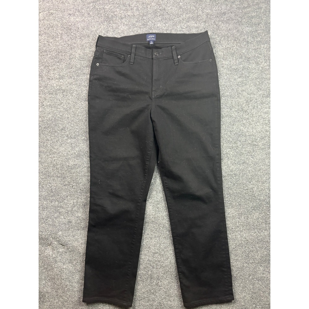 J.Crew Essential‎ Straight Pants Womens 32T Black High Rise Stretch Denim 1198